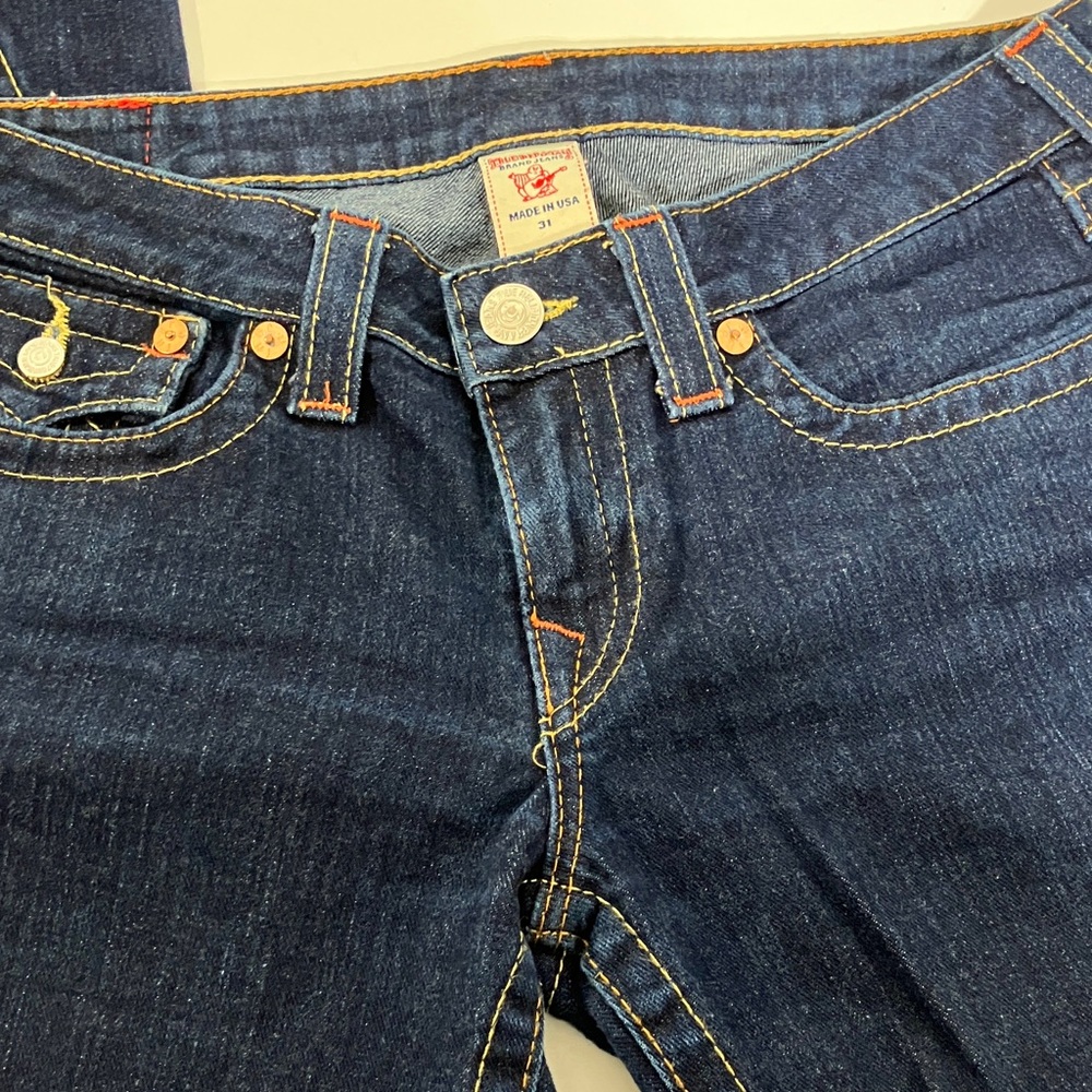 True Religion Woman’s Classic Big T Flare Joey Denim Jeans Size 31 - Picture 4 of 11